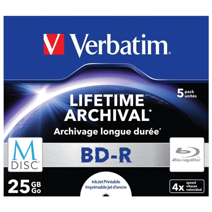 Verbatim M-disc bd-r 25Gb 4x Cf.5pz print.