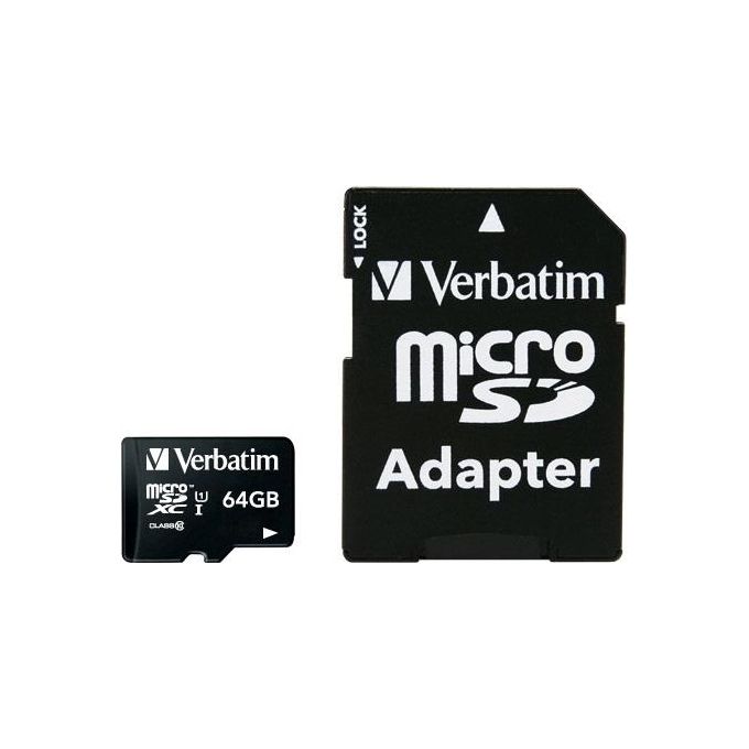 Verbatim Micro sdhc 64gb class 10 incl. adapter - 44084