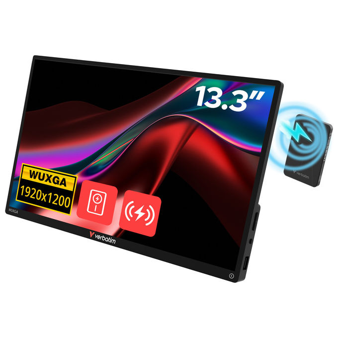 Verbatim Monitor Portatile 13.3 Wuxga Touchscreen Alu With Wireless Power Supply E Bank 5000MAH Incluso 32087