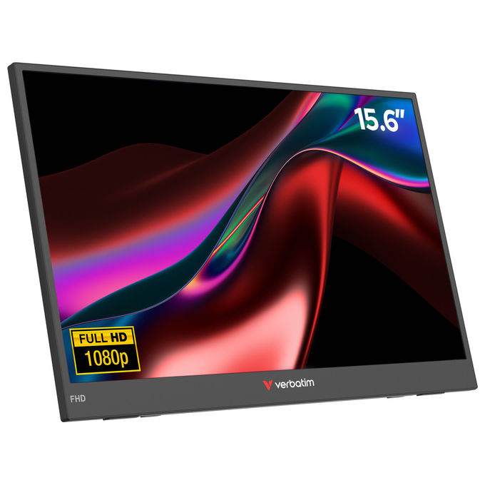 Verbatim Portable 15.6" FHD Monitor LIGHT Monitor portatile Nero 39,6 cm (15.6") LCD 1920 x 1080 Pixel