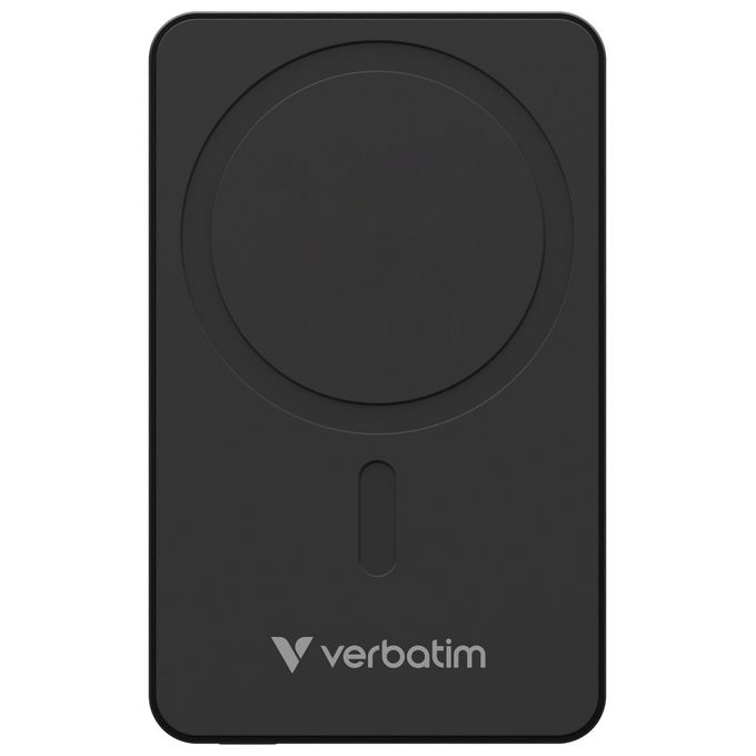 Verbatim Power Bank 5000 mAh Wireless Magnetico Ricarica Rapida Essentials Nero