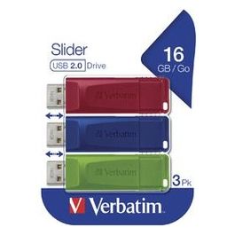 Verbatim Slider Unità Flash Usb 16Gb Usb Tipo A 2.0 Blu  Verde e Rossa