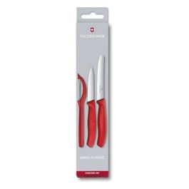 Victorinox Swiss Classic Set Coltelli per Verdura 3 Pezzi Rosso