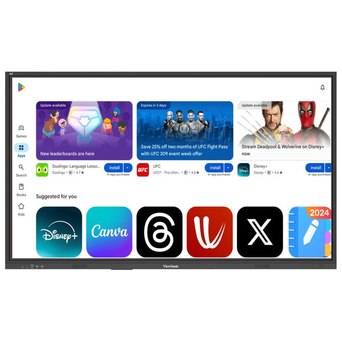 Viewsonic display interattivo 65 pollici IN6503-1C Android 14 EDLA 4K 3840x2160 450 nits touchscreen altoparlanti 40W