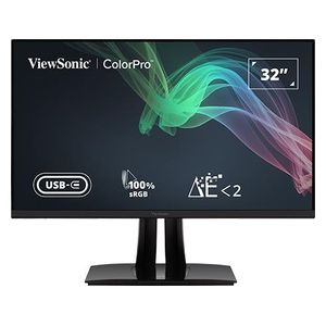 Viewsonic Monitor 32 led ips 4k uhd 16:9, Color pro, hub Usb-c, Pivot, Dp/hdmi, 100 srgb Pantone Validated