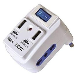 Adattatori con Interruttore Doppio 10 16a +2Usb Spina 16A