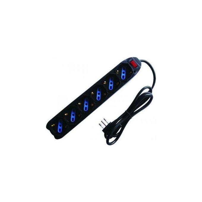 Vigor-Blinky Multipresa 6 Prese con Interruttore Schuko Bipasso  90‹ Nero 16A