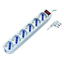 Multipresa 6 Prese con Interruttore Schuko Bipasso  90‹ Bianco