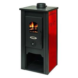 Vigor Blinky Stufa Acciaio Praga Porta Vetro Rosso