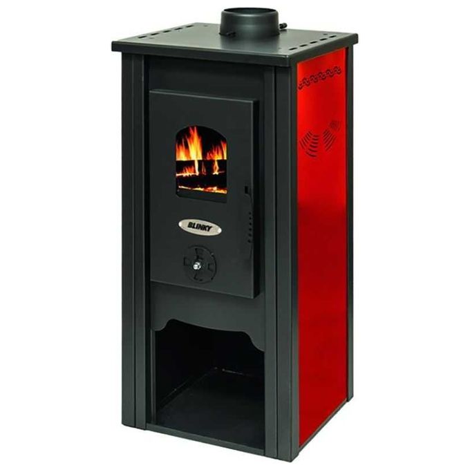 Vigor Blinky Stufa Acciaio Praga Porta Vetro Rosso