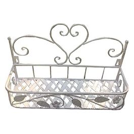 Vigor Portafiori Ferro Battuto Bianco Fioriera 1 Piano da Parete o Appoggio