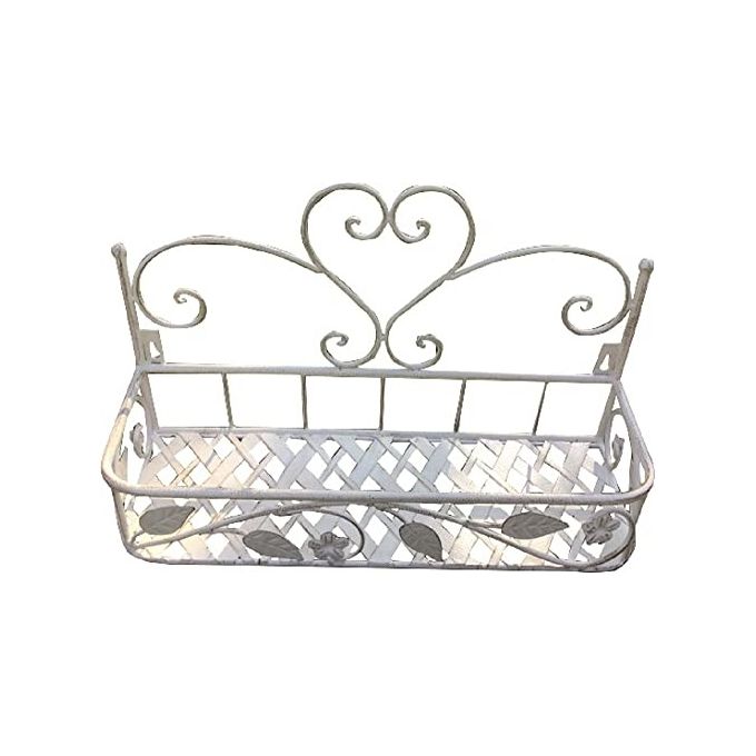 Vigor Portafiori Ferro Battuto Bianco Fioriera 1 Piano da Parete o Appoggio