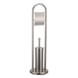 Vigor Portascopino Wc Inox con Portarotolo H. 80cm