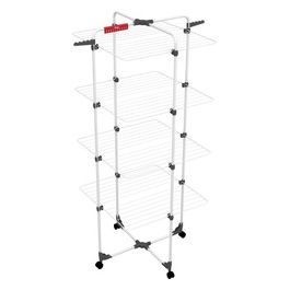 Mixer 4 Stendibiancheria a Torre con 4 Ripiani e Ruote in Metallo Bianco 71x71x169 cm per Uso Universale e Flessibile