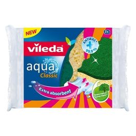 Spugnetta da Cucina Mediamente Abrasiva Cellulosa Super-assorbente Trattamento Antibatterico sul lato in Fibra Verde Forma Ergonomica 2 Pezzi