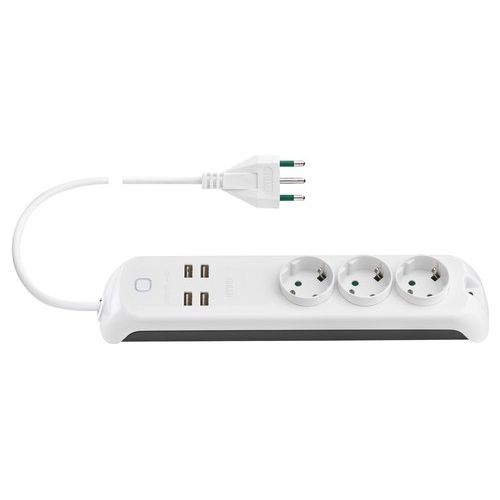 Vimar Multipresa Smart Wi-Fi Compatibile con Alexa e Google Home 3 Uscite Schuko 4 USB-A Spina 16A