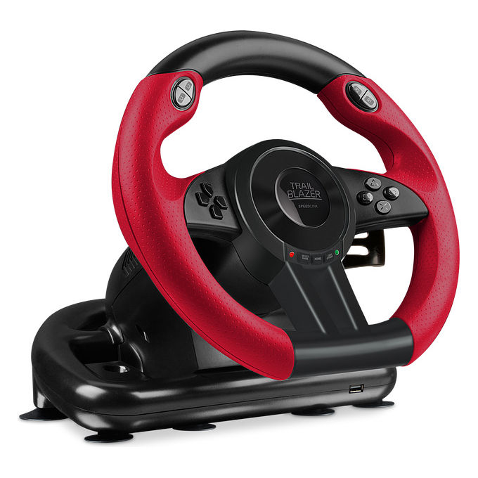 Speedlink SL-450500-BK TRAILBLAZER Volante da corsa 12 tasti Vibrazione Reflex Angolo 180° USB PC PS4 PS3 Xbox One Switch colore Nero