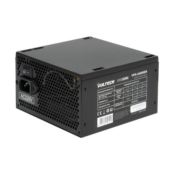 Vultech Alimentatore ATX 500W VPS-A500ER Serie Essence con Ventola da 12cm Termoregolata