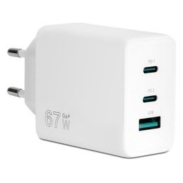 Caricatore Adattatore Universale 2 Porte Type-C  1 Porta Usb PS67 QC 3.0 Gan 67W PPS Bianco