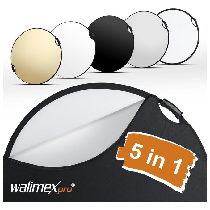 Walimex 5in1 Set Riflettore Pieghevole Wavy Comfort 80cm con Maniglie