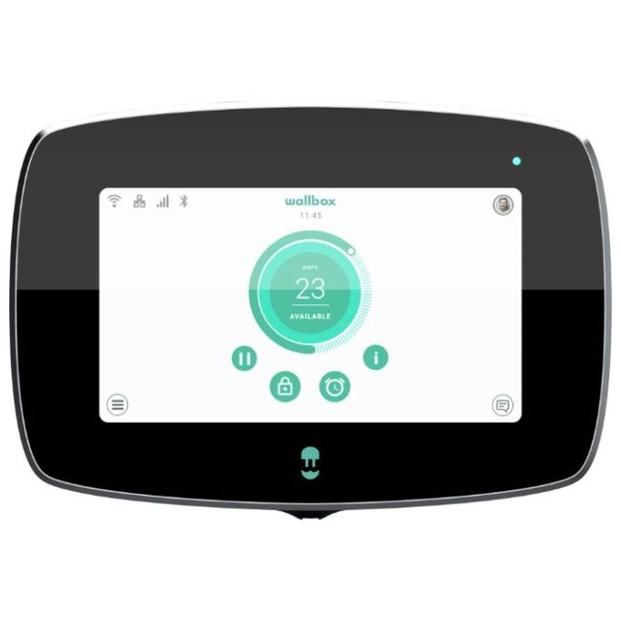 Wallbox Caricabatterie Auto Elettriche Touchscreen Commander 2 Nero 22kW Type 2 5mt Cable + 4G