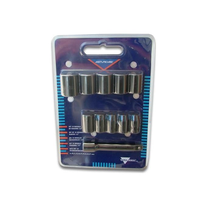 Walmec Set 10 Bussole Esagonali In Acciaio Per Avvitatori Pneumatici