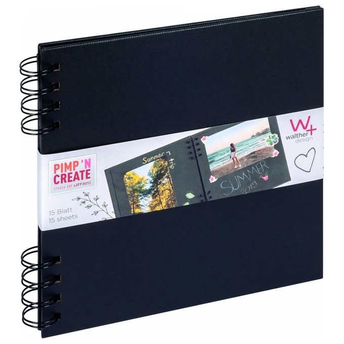Walther Album Fotografico Pimp´n Create Nero 19x19cm 30 Pagine Nere a Spirale