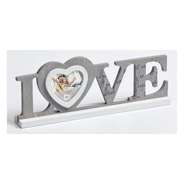 Love Cornice Portafoto con Scritta 8x77cm in Legno Grigio