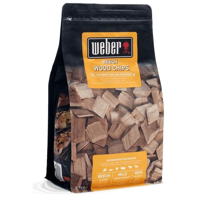 Weber 17622 Chips Trucioli per Affumicatura Legno di Faggio 0.7 Kg Aroma Delicato per Barbecue a Carbone e Gas