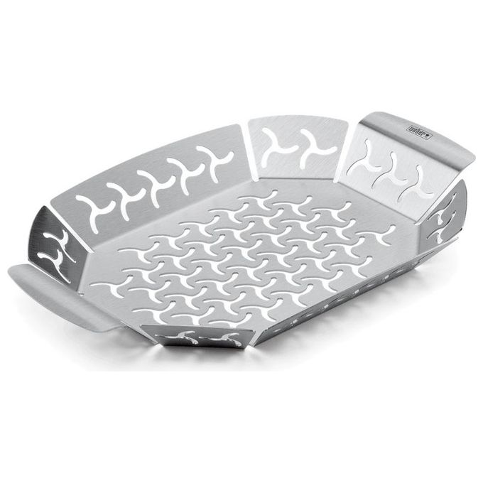 Weber 6677 Vassoio per Verdure Piccolo in Acciaio Inox Compatibile con Tutti i Barbecue Weber