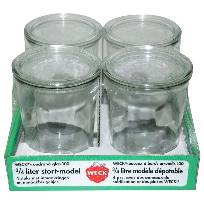 Weck Vasetto in Vetro 0.75 Litri Confezione 4 Pezzi