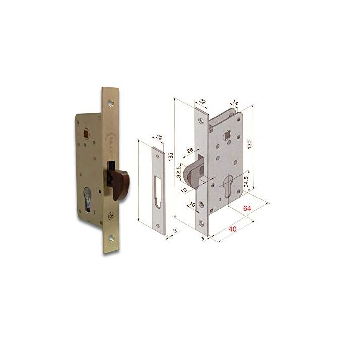 Welka Serratura Infilare Legno a Gancio Cilindro Sagomato