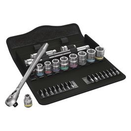 8100 SB 11 Kit con Cricchetto Zyklop Metal con Levetta per Invertire la Rotazione Attaco da 3/8" in Pollici 29 Pezzi