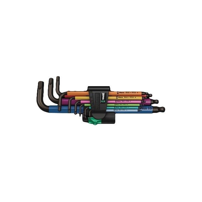 Wera 950 SPKL-9 SM N  Multicolour Assortimento di Chiavi a L Metriche BlackLaser 9 Pezzi
