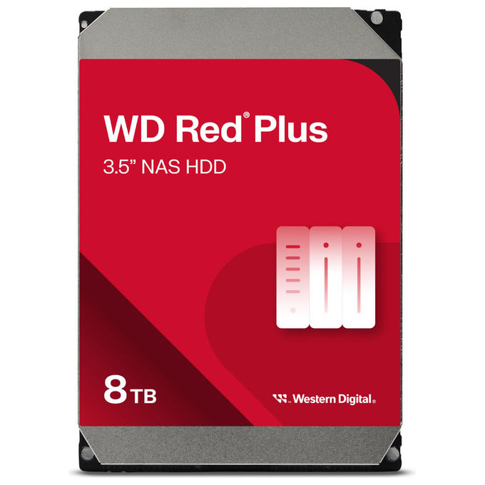 WD WD80EFPX Red Plus Hard Disk Interno 3.5'' 8TB NAS SATA III 5640 rpm 256MB Cache