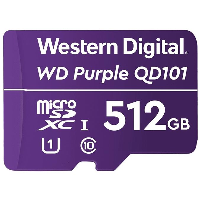 Western di WD Purple SC QD101 WDD512G1P0C Scheda di Memoria Flash 512Gb UHS-I U1 - Class10 UHS-I microSDXC Viola