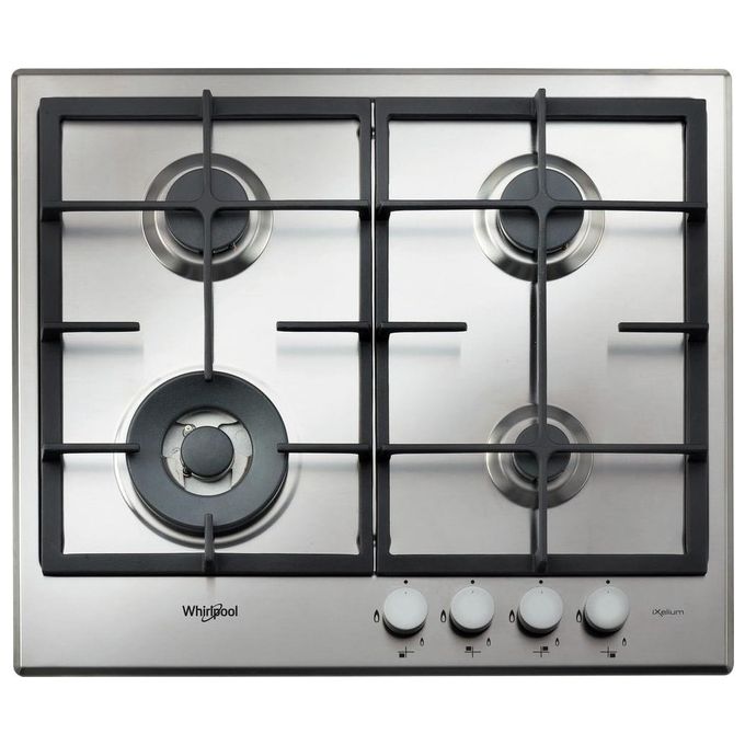 Whirlpool GMR 6422-IXL Piano Cottura a Gas 4 Zone iXelium Griglie in Ghisa 60 cm Acciaio Inox