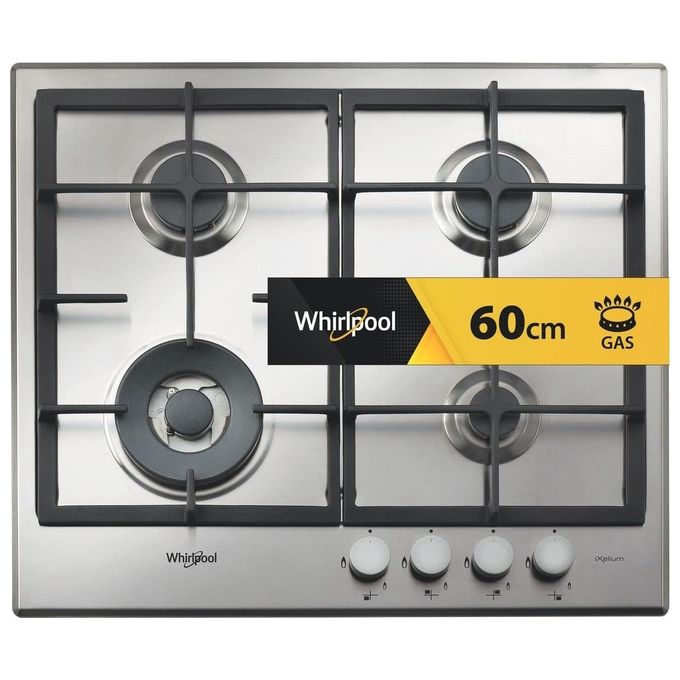 Whirlpool GMR 6422-IXL Piano Cottura a Gas 4 Zone iXelium Griglie in Ghisa 60 cm Acciaio Inox