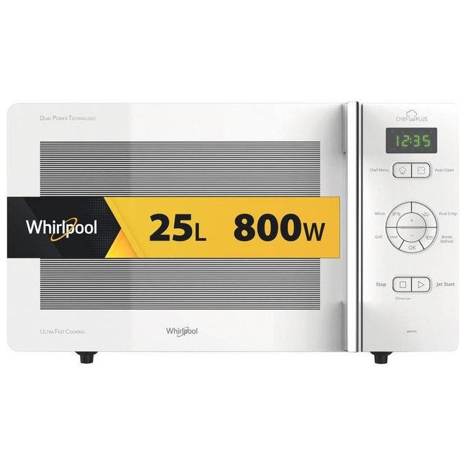 Whirlpool MCP345WH Forno a microonde combinato 25 L 800 W Grill al quarzo DualCrisp Jet Defrost ChefMenu Display digitale colore Bianco