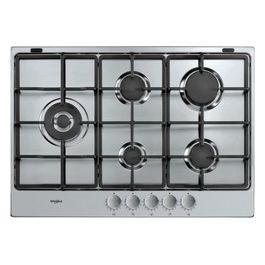 Whirlpool TGML 761 IX Piano Cottura a Gas 5 Zone 1 Tripla Corona 9 Livelli di fiamma Griglie in ghisa 75cm Acciaio Inox