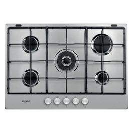 WHIRLPOOL TKRL 751 IX Piano Cottura a Gas 5 Zone Multivel Flame 9 Livelli di fiamma Griglie Smaltate 75 cm Acciaio Inox