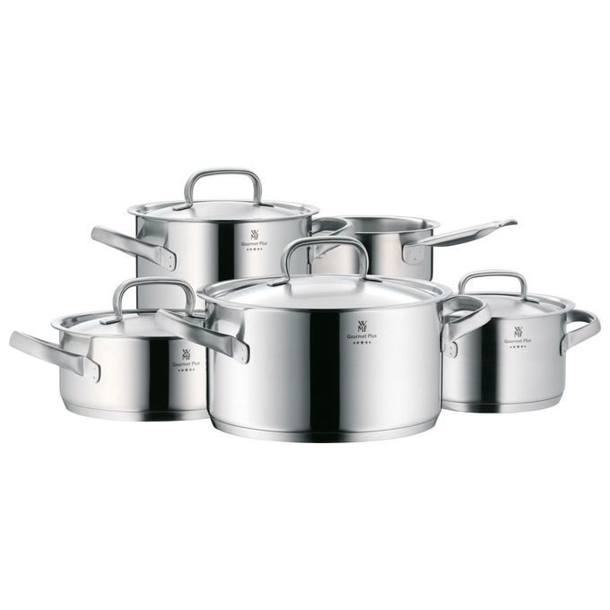 WMF Gourmet Plus Set Pentole 5 pezzi con Coperchio Inox Adatti per Induzione