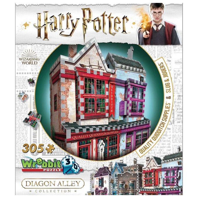 Wrebbit W3D-0509 - Harry Potter - Diagon Alley Quality Quidditch Supplies + Slug and Jiggers (Puzzle 3D 305 Pz)