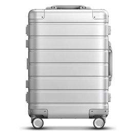 Metal Carry-on Luggage 20” Trolley Rigido con 8 Ruote 55cm Dimensioni Standard per Cabina Aereo Lucchetto TSA Argento