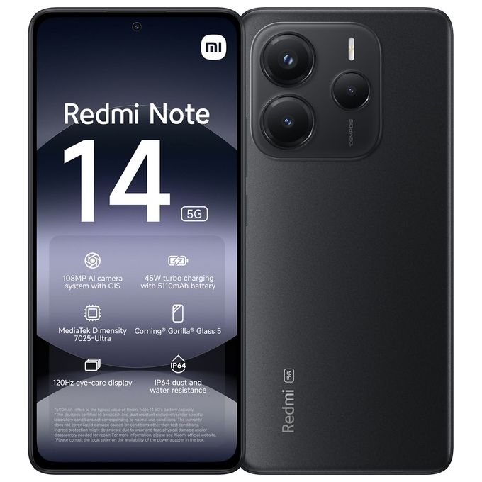 Image of Xiaomi rossomi Note 14 5G 8-256Gb 6.67'' Amoled 120Hz Dual Sim Midnight nero