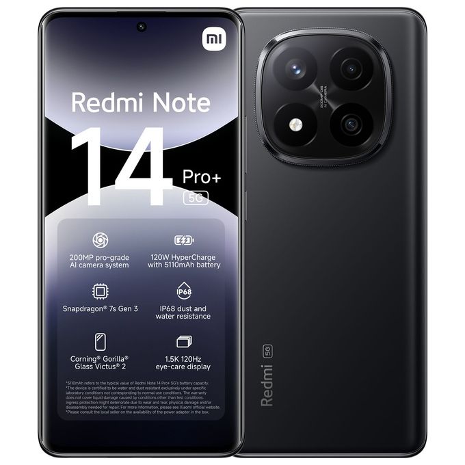 Image of Xiaomi rossomi Note 14 Pro+ 5G 8-256Gb 6.67'' Amoled 120Hz Dual Sim Midnight nero