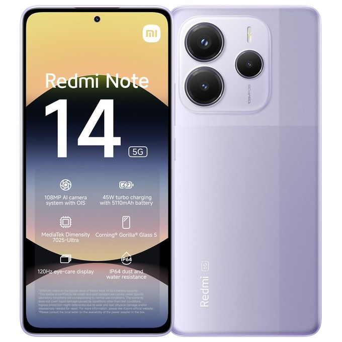 Image of Xiaomi rossomi Note 14 5G 8-256Gb 6.67'' Amoled 120Hz Dual Sim Lavender Purple