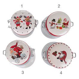 Xmas Fantasy Barattolo in vetro coperchio inceramica 510 ml Set 4 pz