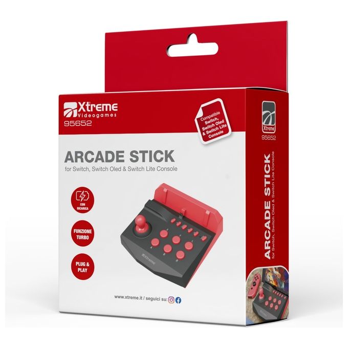 Xtreme Videogames Gamepad per Nintendo Switch Arcade Stick Rosso e Nero
