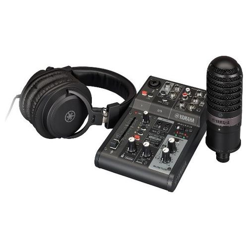 Yamaha AG03MK2 All-in-One Pacchetto Streaming Live Include Mixer a 3 Canali Microfono a Condensatore e Cuffie